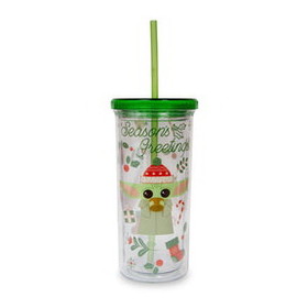 Silver Buffalo SVB-SM26018F-C Star Wars: The Mandalorian Grogu Christmas Icons Carnival Cup With Lid and Straw