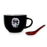 Silver Buffalo SVB-WBH32836B-C Friday the 13th Jason Voorhees Ceramic Soup Mug With Spoon | Holds 24 Ounces