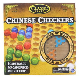 Classic Games Wood Chinese Checkers Set Board & 60 Game Pieces