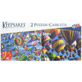 Set of 2 Keepsakes 500 Piece Jigsaw Puzzles Balloons / Kites