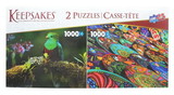 Set of 2 Keepsakes 1000 Piece Jigsaw Puzzles Colorful Birds