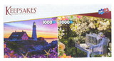 Set of 2 Keepsakes 1000 Piece Jigsaw Puzzles Garden/ Lighthouse