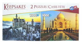 Set of 2 Keepsakes 1000 Piece Jigsaw Puzzles Neuschwanstein Castle / Taj Mahal