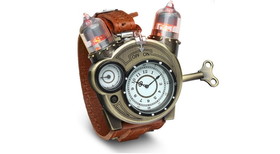 ThinkGeek THG-IMNL-NOA-C Steampunk Tesla Analog Watch With Metal Findings And Leather Strap