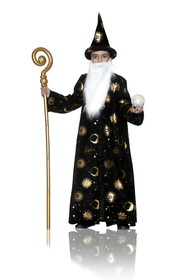 Underwraps Black Wizard Robe w/ Hat & Beard Child Costume