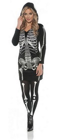 Underwraps Women's Skeletal Hoodie Dress Costume S
