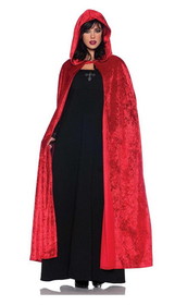55" Hooded Red Velvet Vampire Cloak Adult Costume Accessory