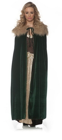 Underwraps Women's Panne Renaissance Costume Cape w/ Faux Fur Trim - Green