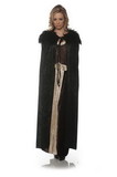 Underwraps Women's Panne Renaissance Costume Cape w/ Faux Fur Trim - Black