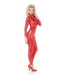 Underwraps Sexy Metallic Stretch Full Body Catsuit Costume Red Adult