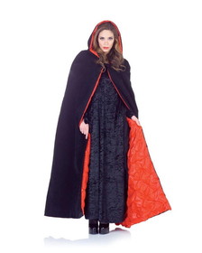 Underwraps 63" Deluxe Velvet & Satin Cape w/Embossed Lining Adult: Black & Red One Size