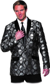 Underwraps Silver Jacard Skull Jacket Adult Costume
