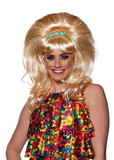 Underwraps UDW-30433OS-C 60s Bufant with Headband One Size Adult Costume Wig | Blonde