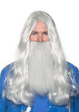 Underwraps UDW-30439OS-C Grey Wizard Wig and Beard Adult Costume Set | One Size