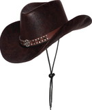 Underwraps UDW-30569OS-C Dark Brown Silver Stud Cowboy Hat Adult Costume Accessory