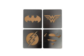 Seven20 DC Comics Laser-Cut Superhero Logo Coaster Set Batman Superman Wonder Woman Flash