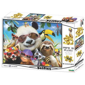 Zoofy International ZFY-10159-C Wild Beach Party Animal Selfie Prime 3D Jigsaw Puzzle, 500 Pieces