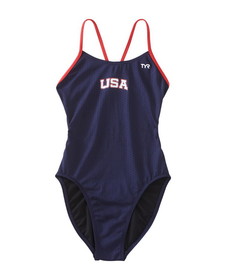 TYR CHEUS7Y Girl&#039;s Hexa USA Cutoutfit Swimsuit
