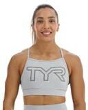 TYR Base Kinetic Women's High Neck Big Logo Sports Bra - Heather