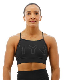 TYR Base Kinetic Women's High Neck Big Logo Sports Bra - Solid