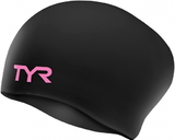 TYR LCSLB TYR Pink Long Hair Wrinkle-Free Swim Cap - 121 Black/Pink