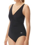 TYR TVNZCS7A Women's Solid V-Neck Zip Controlfit Swimsuit