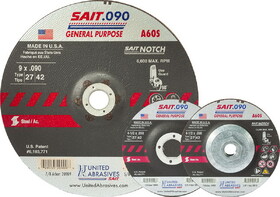 SAIT 20913 A60S, .090" Cutting & Notching Wheels and .095" Ultimate Combo Wheels, .090" Cutting & Notching Type 27/Type 42, A60S