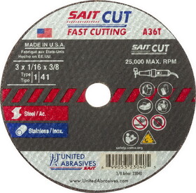 SAIT 23012 A36T, Miscellaneous Cutting Wheels, Thin High Speed Cut-Off Wheels, A36T
