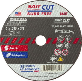 SAIT 23013 A60T, Miscellaneous Cutting Wheels, Thin High Speed Cut-Off Wheels, A60T
