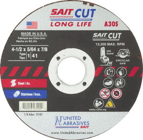 SAIT 23102 A30S, Miscellaneous Cutting Wheels, Small Diameter Portable Saw Cutting Wheels, A30S
