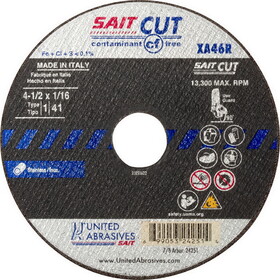 SAIT 24251 XA46R, .045" Cutting Wheels, .045" Cutting Wheels Type 1/Type 41, XA46R
