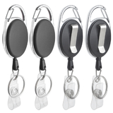 GOGO 4 Packs Retractable Keychain Badge Holder with Carabiner Reel Belt Clip and Key Ring