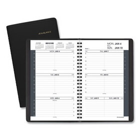 AT-A-GLANCE 70-075-05 Weekly Appointment Book Ruled for Hourly Appointments, 8.5 x 5.5, Black, 2022