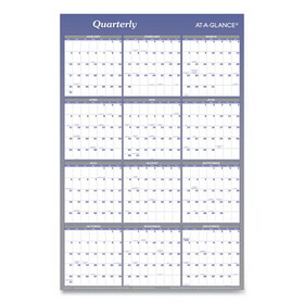 AT-A-GLANCE AAGA1102 Vertical/Horizontal Erasable Quarterly/Monthly Wall Planner, 24 x 36, White/Blue Sheets, 12-Month (Jan to Dec): 2025