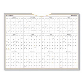 At-A-Glance AAGAW506028 WallMates Self-Adhesive Dry Erase Yearly Planning Surfaces, 24 x 18, White/Gray/Orange Sheets, 12-Month (Jan to Dec): 2025