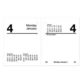 AT-A-GLANCE E919-50 Compact Desk Calendar Refill, 3 x 3.75, White, 2022