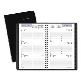 AT-A-GLANCE G210-00 Block Format Weekly Appointment Book w/Contacts Section, 8.5 x 5.5, Black, 2022