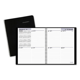 AT-A-GLANCE G535-00 Open-Schedule Weekly Appointment Book, 8.75 x 7, Black, 2022