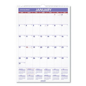 AT-A-GLANCE PM2-28 Monthly Wall Calendar with Ruled Daily Blocks, 12 x 17, White, 2022