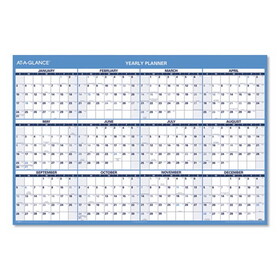 AT-A-GLANCE AAGPM30028 Horizontal Reversible/Erasable Wall Planner, 48 x 32, White/Blue Sheets, 12-Month (Jan to Dec): 2025
