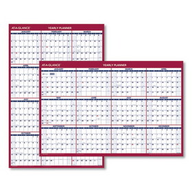 AT-A-GLANCE PM326-28 Erasable Vertical/Horizontal Wall Planner, 32 x 48, Blue/Red, 2022