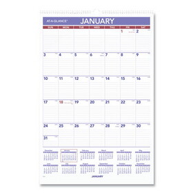 AT-A-GLANCE PM3-28 Monthly Wall Calendar with Ruled Daily Blocks, 15.5 x 22.75, White, 2023
