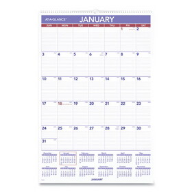 AT-A-GLANCE PM4-28 Monthly Wall Calendar with Ruled Daily Blocks, 20 x 30, White, 2023