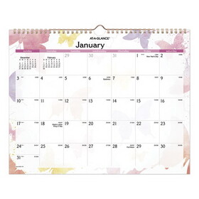 At-A-Glance AAGPM91707 Watercolors Recycled Monthly Wall Calendar, Butterflies Artwork, 15 x 12, White/Multicolor Sheets, 12-Month (Jan-Dec): 2025