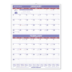 AT-A-GLANCE AAGPM928 Two-Month Wall Calendar, 22 x 29, White/Blue/Red Sheets, 12-Month (Jan to Dec): 2025