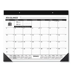 AT-A-GLANCE AAGSK2200 Monthly Refillable Desk Pad, 22 x 17, White Sheets, Black Binding, Black Corners, 12-Month (Jan to Dec): 2025