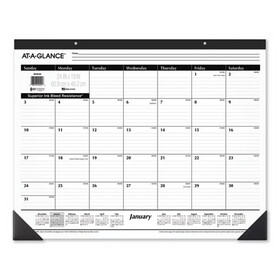 AT-A-GLANCE AAGSK3000 Ruled Desk Pad, 24 x 19, White Sheets, Black Binding, Black Corners, 12-Month (Jan to Dec): 2025