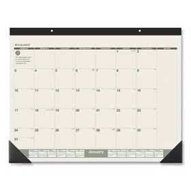 AT-A-GLANCE AAGSK32G00 Recycled Monthly Desk Pad, 22 x 17, Sand/Green Sheets, Black Binding, Black Corners, 12-Month (Jan to Dec): 2025