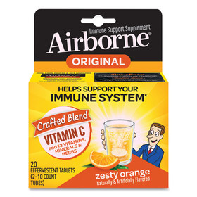 Airborne ABN96298 Immune Support Effervescent Tablet, Zesty Orange, 20 Count