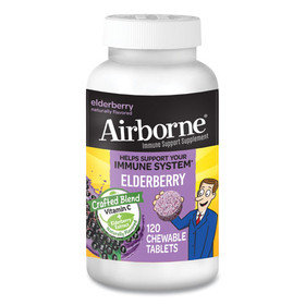 Airborne ABN99572 Immune Support Chewable Tablets, Elderberry, 120 Tablets per Bottle